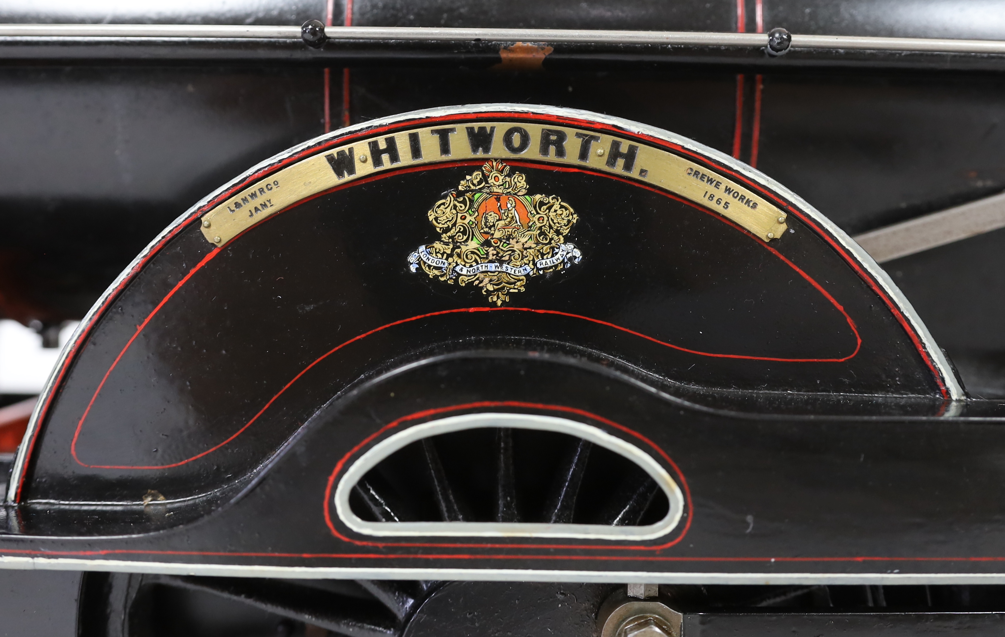 A very finely engineered scratch-built 5” gauge live steam model of a LNWR (London and North Western Railway) Jumbo 2-4-0 tender locomotive, No. 1045 ‘Whitworth’